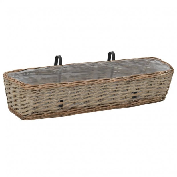 Balcony Planter 2 Pcs Wicker With Pe Lining 80 Cm Image 2