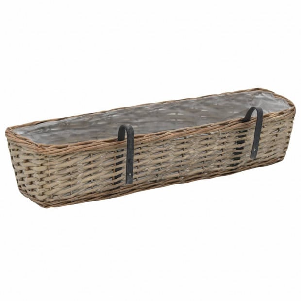Balcony Planter 2 Pcs Wicker With Pe Lining 80 Cm Image 4
