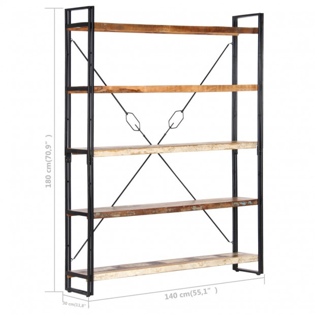 5-tier Bookcase 140x30x180 Cm Solid Reclaimed Wood Image 6