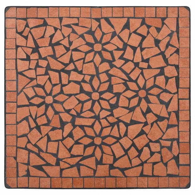 3 Piece Mosaic Bistro Set Ceramic Tile Terracotta Image 5