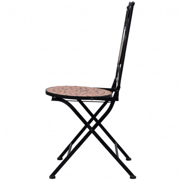 3 Piece Mosaic Bistro Set Ceramic Tile Terracotta Image 6