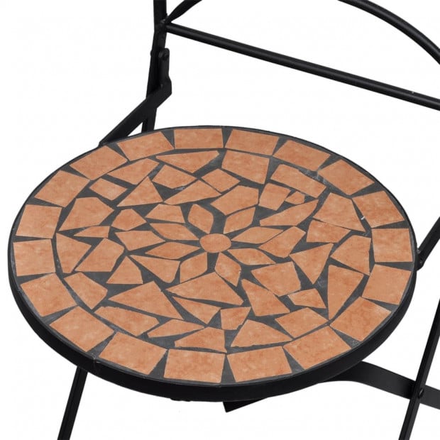 3 Piece Mosaic Bistro Set Ceramic Tile Terracotta Image 7