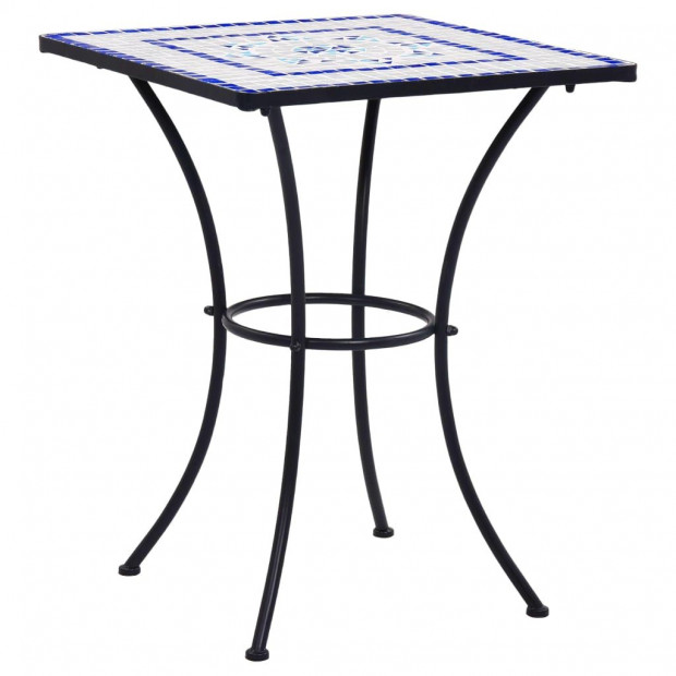 3 Piece Mosaic Bistro Set Ceramic Tile Blue And White Image 2