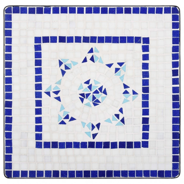 3 Piece Mosaic Bistro Set Ceramic Tile Blue And White Image 4