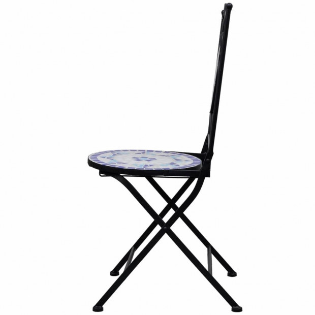 3 Piece Mosaic Bistro Set Ceramic Tile Blue And White Image 6