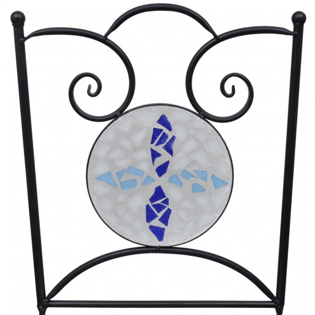 3 Piece Mosaic Bistro Set Ceramic Tile Blue And White Image 7