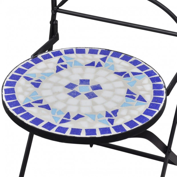 3 Piece Mosaic Bistro Set Ceramic Tile Blue And White Image 8