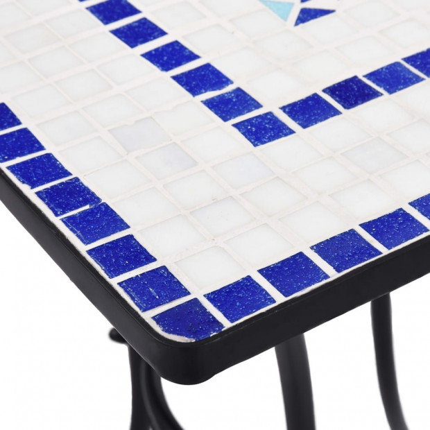 3 Piece Mosaic Bistro Set Ceramic Tile Blue And White Image 10