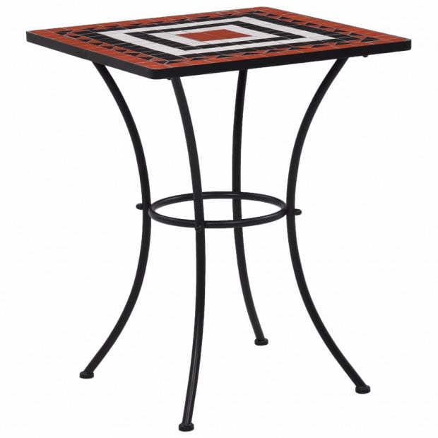 3 Piece Mosaic Bistro Set Ceramic Tile Terracotta And White Image 2