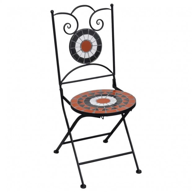 3 Piece Mosaic Bistro Set Ceramic Tile Terracotta And White Image 3