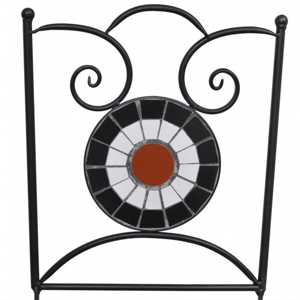 3 Piece Mosaic Bistro Set Ceramic Tile Terracotta And White Image 8