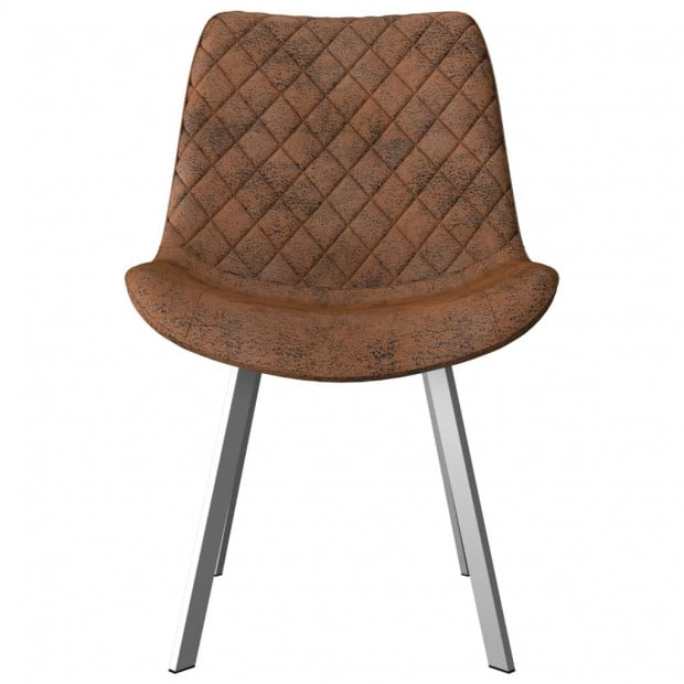 Dining Chairs 4 Pcs Brown Faux Suede Leather Image 3