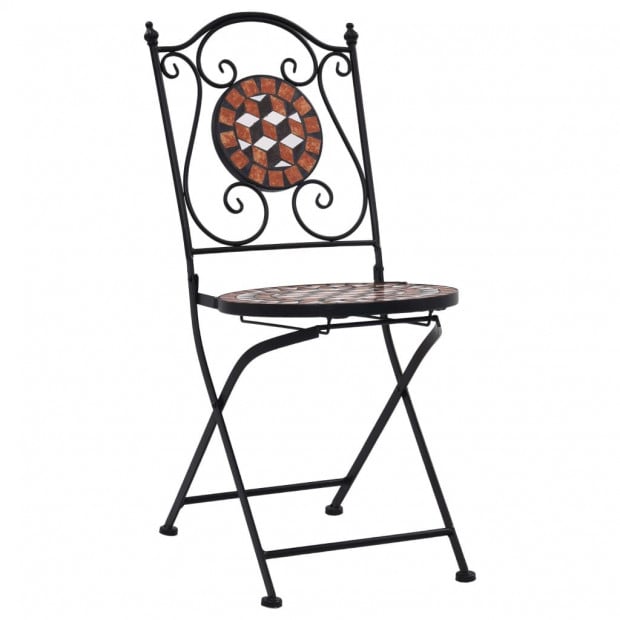 3 Piece Mosaic Bistro Set Ceramic Tile Terracotta Image 3