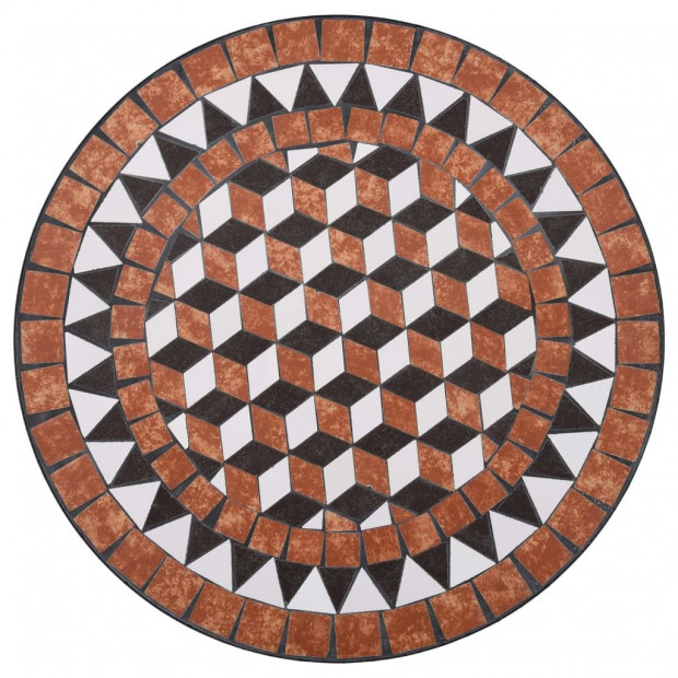 3 Piece Mosaic Bistro Set Ceramic Tile Terracotta Image 4