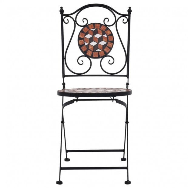 3 Piece Mosaic Bistro Set Ceramic Tile Terracotta Image 5