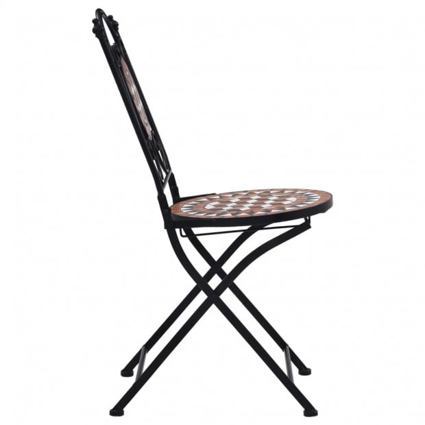 3 Piece Mosaic Bistro Set Ceramic Tile Terracotta Image 9