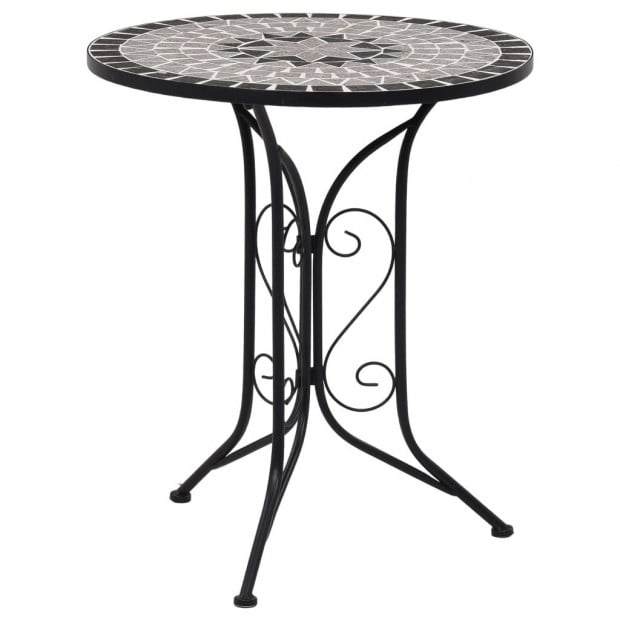 3 Piece Mosaic Bistro Set Ceramic Tile Grey Image 2
