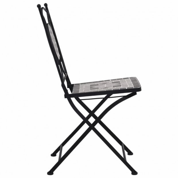 3 Piece Mosaic Bistro Set Ceramic Tile Grey Image 11
