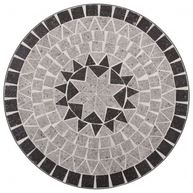 3 Piece Mosaic Bistro Set Ceramic Tile Grey Image 5