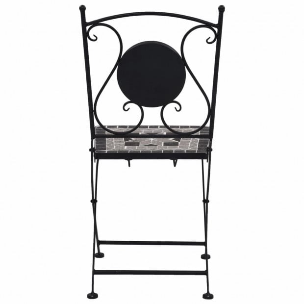 3 Piece Mosaic Bistro Set Ceramic Tile Grey Image 6
