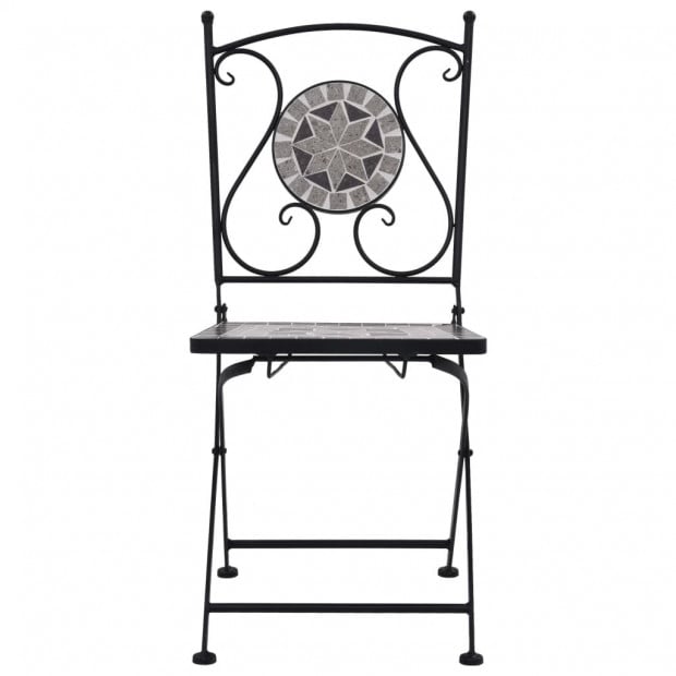 3 Piece Mosaic Bistro Set Ceramic Tile Grey Image 8