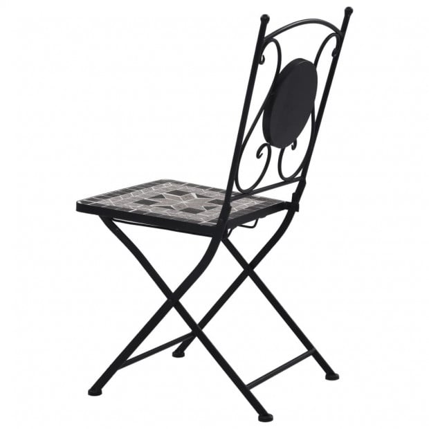 3 Piece Mosaic Bistro Set Ceramic Tile Grey Image 9