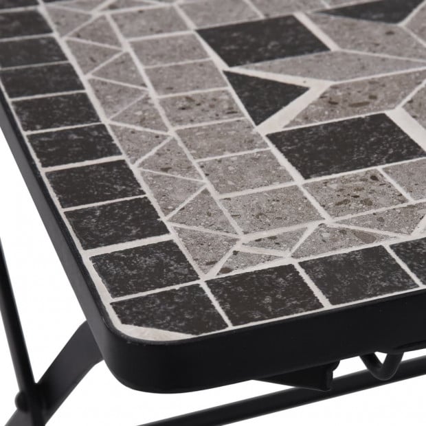 3 Piece Mosaic Bistro Set Ceramic Tile Grey Image 10