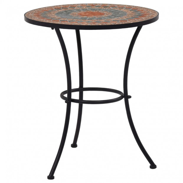 3 Piece Mosaic Bistro Set Ceramic Tile Orange/grey Image 2