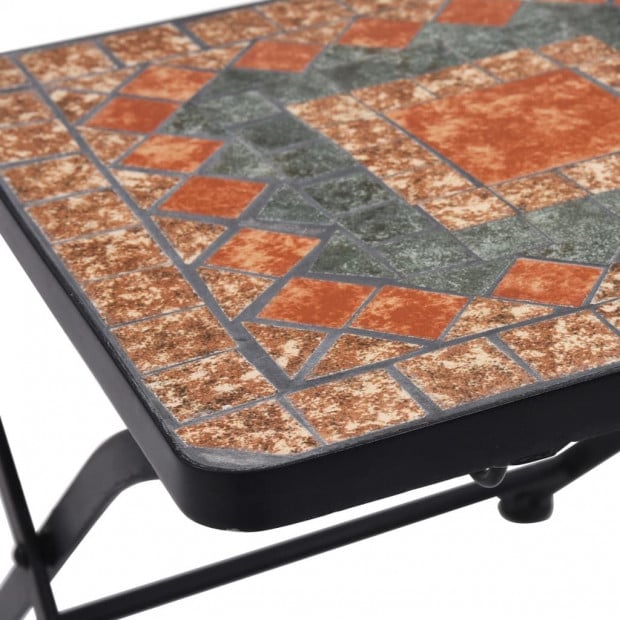 3 Piece Mosaic Bistro Set Ceramic Tile Orange/grey Image 11