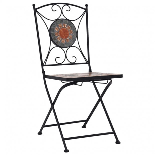 3 Piece Mosaic Bistro Set Ceramic Tile Orange/grey Image 3