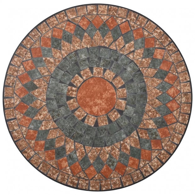 3 Piece Mosaic Bistro Set Ceramic Tile Orange/grey Image 4