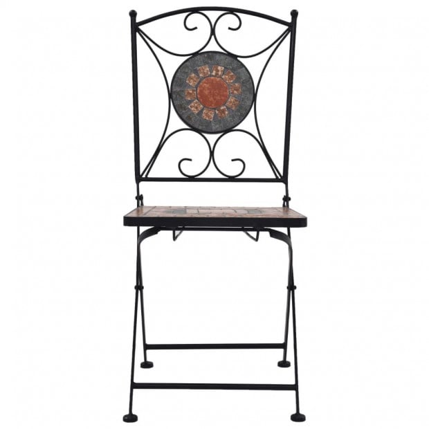3 Piece Mosaic Bistro Set Ceramic Tile Orange/grey Image 5
