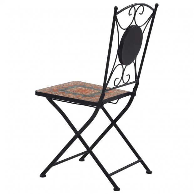 3 Piece Mosaic Bistro Set Ceramic Tile Orange/grey Image 8
