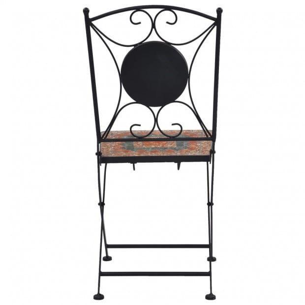 3 Piece Mosaic Bistro Set Ceramic Tile Orange/grey Image 9