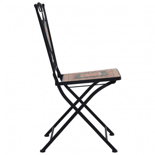3 Piece Mosaic Bistro Set Ceramic Tile Orange/grey Image 10