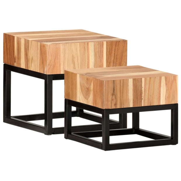 Side Tables 2 Pcs Solid Acacia Wood Image 11