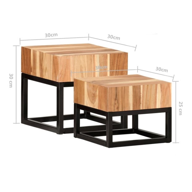 Side Tables 2 Pcs Solid Acacia Wood Image 7