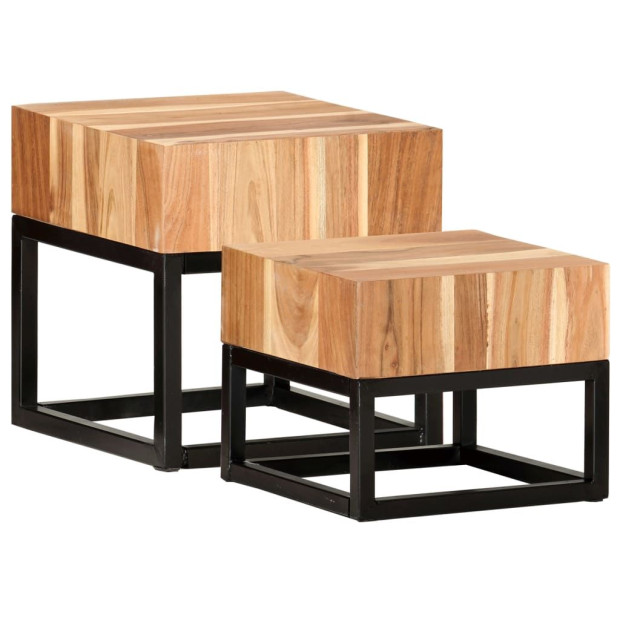 Side Tables 2 Pcs Solid Acacia Wood Image 9