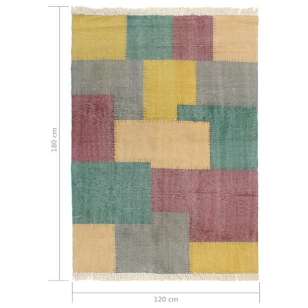 Handwoven Kilim Rug Cotton 120x180 Cm Printed Multicolour Image 6