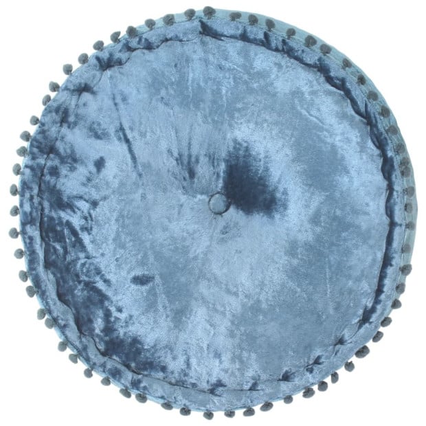 Round Pouffe Velvet 40x20 Cm Blue Image 3