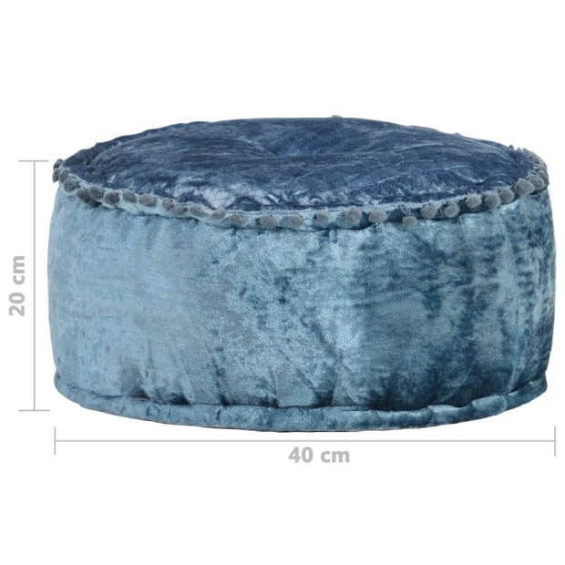 Round Pouffe Velvet 40x20 Cm Blue Image 4