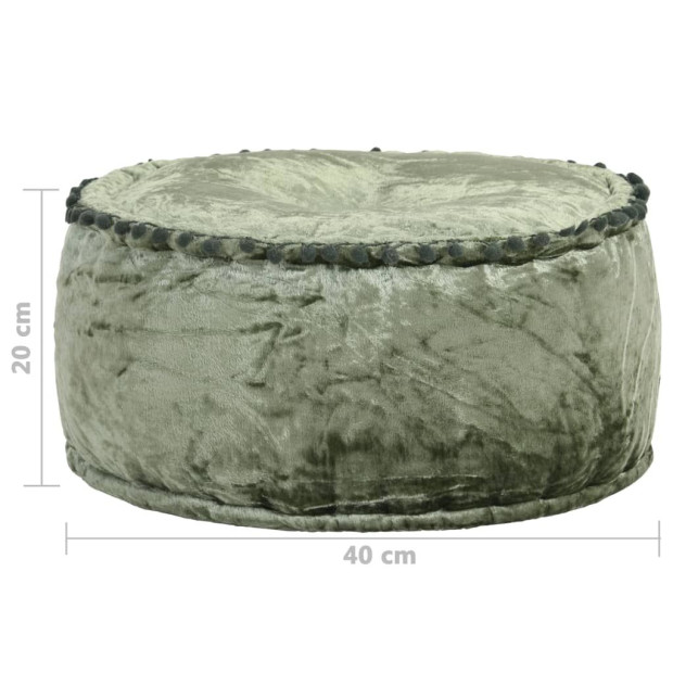 Round Pouffe Velvet 40x20 Cm Green Image 4