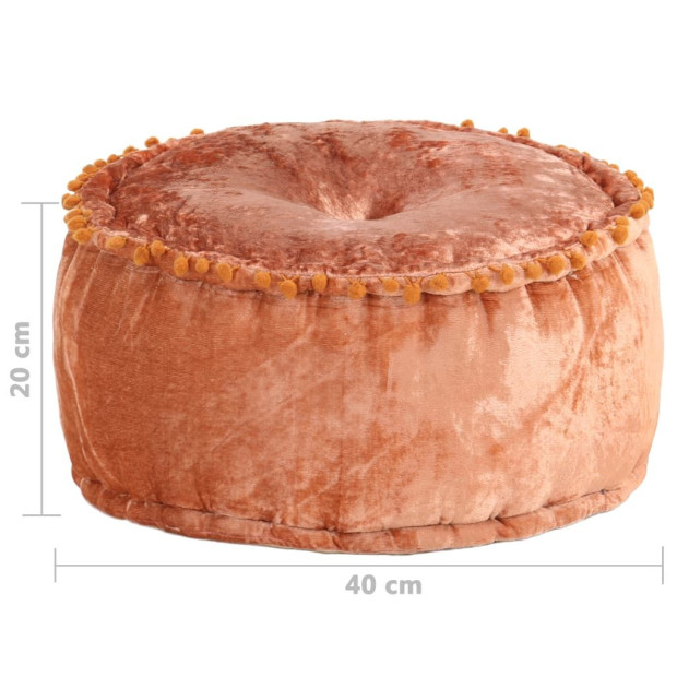 Round Pouffe Velvet 40x20 Cm Rust Image 4