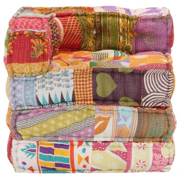 Modular Pouffe Patchwork Fabric Image 3