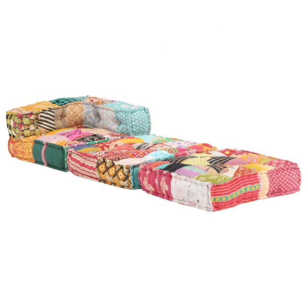 Modular Pouffe Patchwork Fabric Image 4