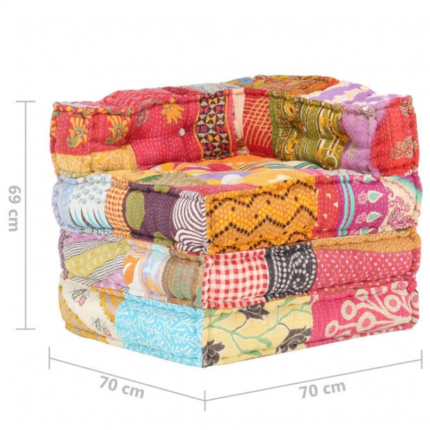 Modular Pouffe Patchwork Fabric Image 9