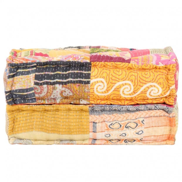 Pouffe 60x70x36 Cm Patchwork Fabric Image 3