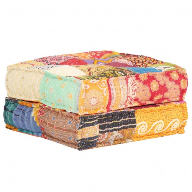 Pouffe 60x70x36 Cm Patchwork Fabric Image 5