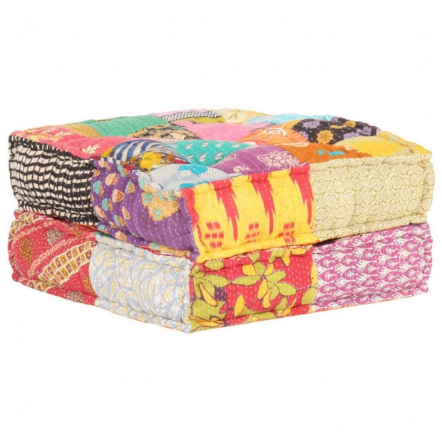 Pouffe 60x70x36 Cm Patchwork Fabric Image 8