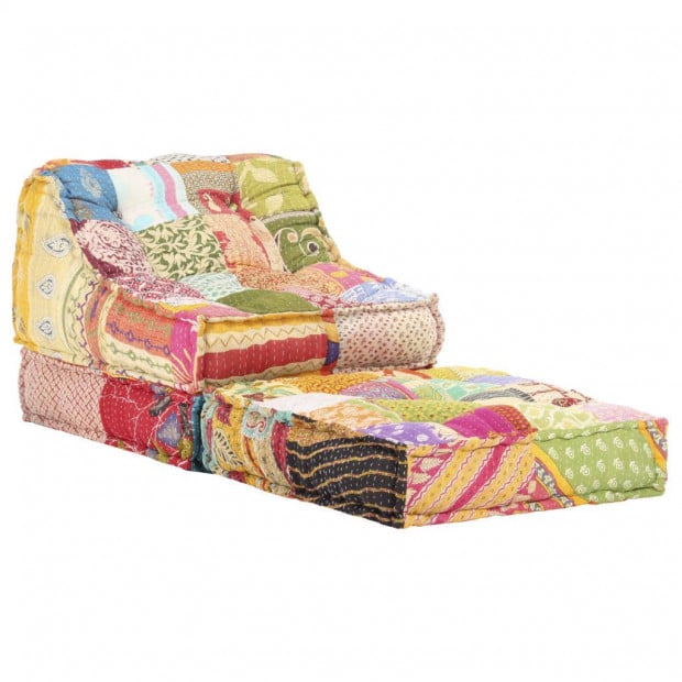 Modular Pouffe Patchwork Fabric Image 3